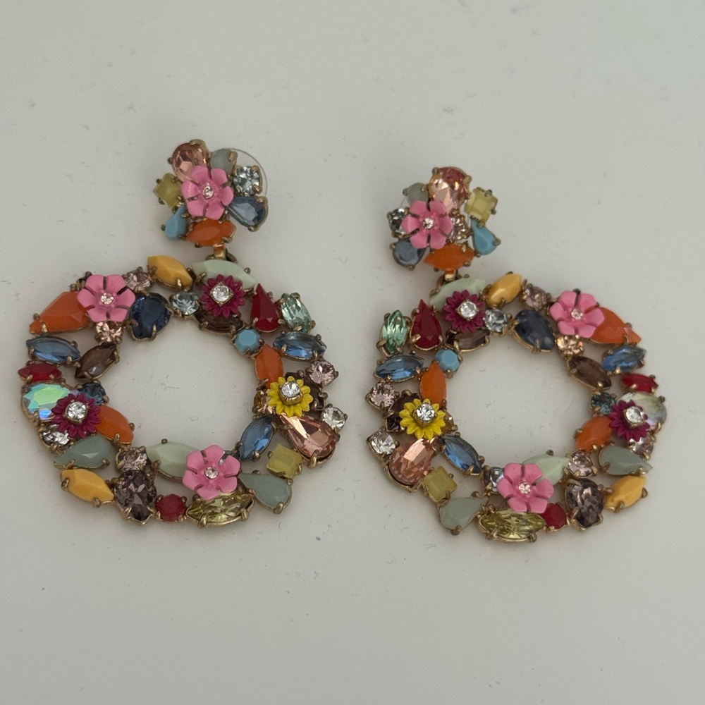 J. Crew Floral Wreath Statement Earrings